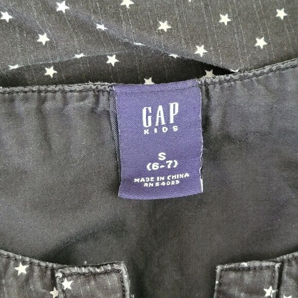 GAP Kids Girls Tunic Size S (6-7) Black White Stars Cotton Button Accents - Picture 3 of 4